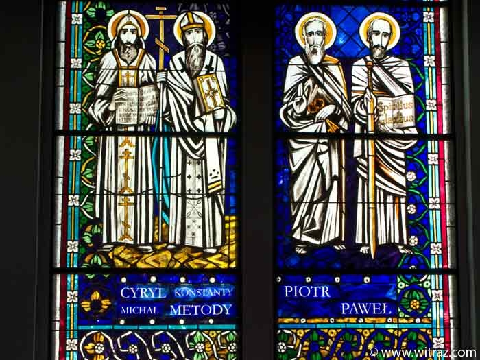 St Peter and Paul, Cyril and Methodius - stained glass windows in Pila Church