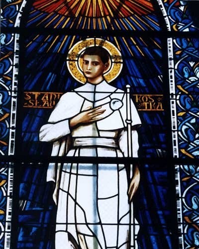 St. Stanislaw Kostka, St. Wojciech, St. Maksymilian Kolbe - stained glass in Pila Church