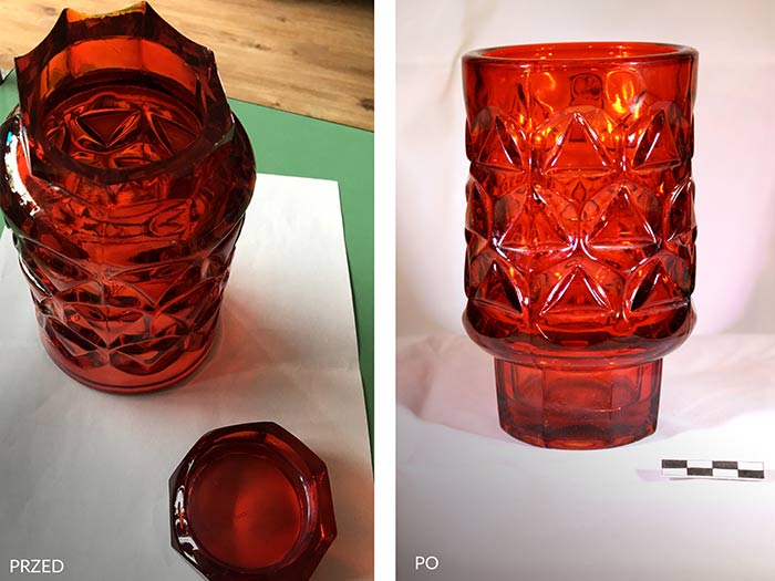 naprawa szklanych przedmiotów polski design prl klejenie wazonów4