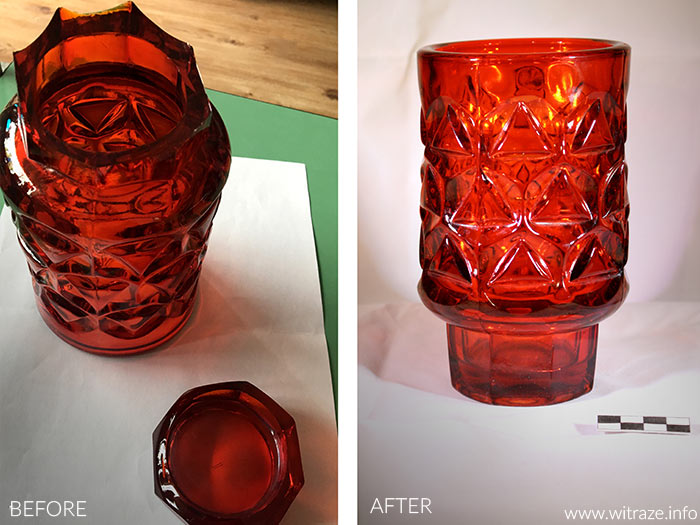 naprawa szklanych przedmiotów polski design prl klejenie wazonów4A