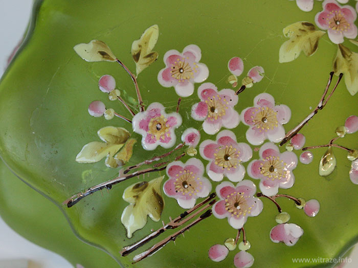 klejona zielona szklana szkatulka w malowane kwiaty witraze warszawa7
