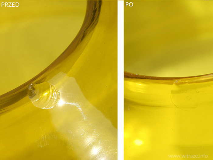 odprysk ubytek szkła naprawa szklanego wazonu uzupełnienie witraze warszawa konserwacja szkła