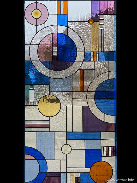 witraz w przesuwnej ramie warszawa praga geometryczny4