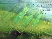 Art glass door in smaragd green color