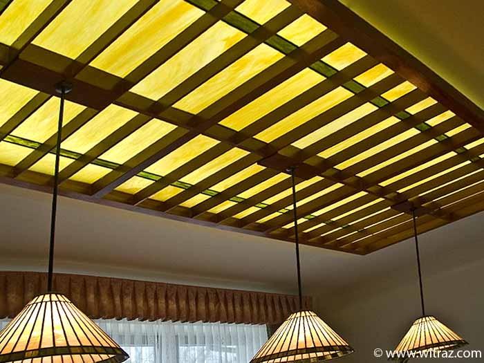 Art glazing of a ceiling in the residence