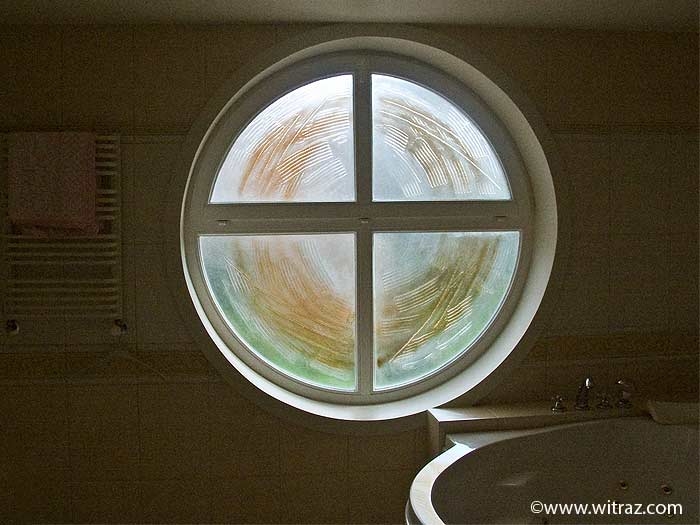 Art glass in the bathroom window