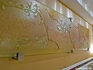 Cherry blossom decorative glass panel