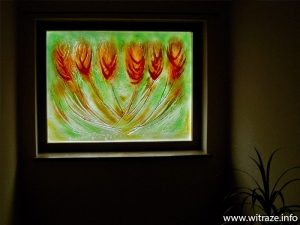 Bukiet kwiatów na panelu ze szkła artystycznego