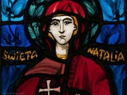 Small Stained Glass with Saint Nathalie