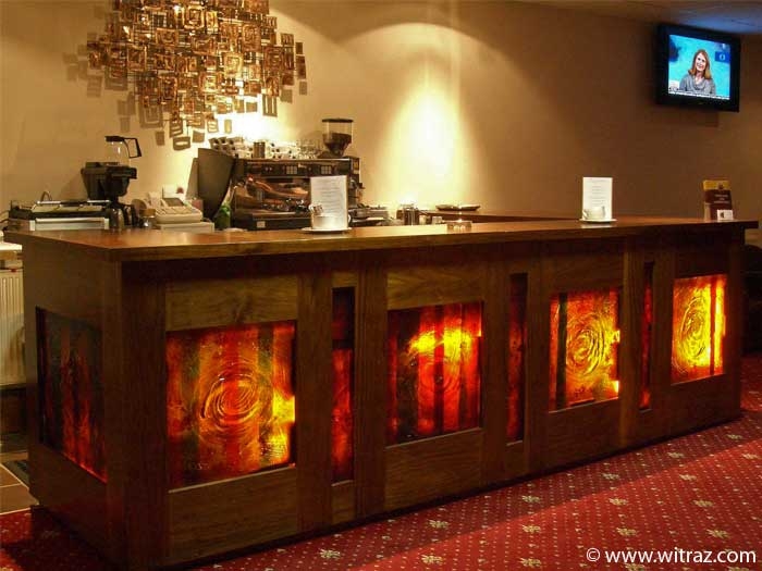 Intense red art glass in a Dublin casino