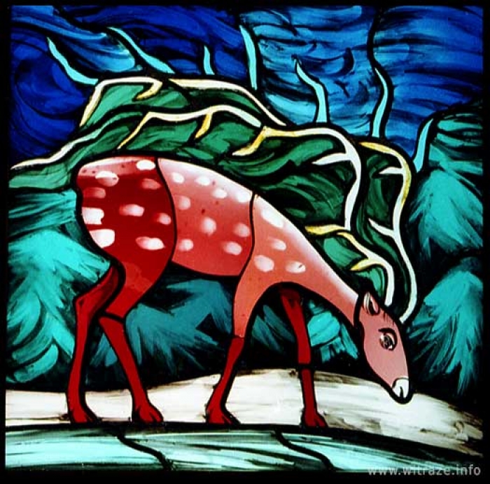 Window 12 Scene1 - Deer by the Source of Living Water