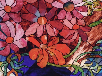 Floral motif stained glass