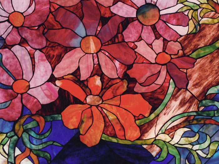 Floral motif stained glass