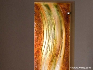 Gold Wave Art Glass Panel