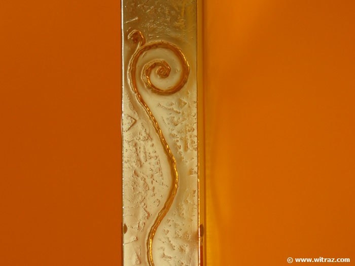 Narrow art glass panel with the spiral motif 