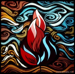 Okno 10 - obraz 1 - Płomień - symbol Ducha Świętego