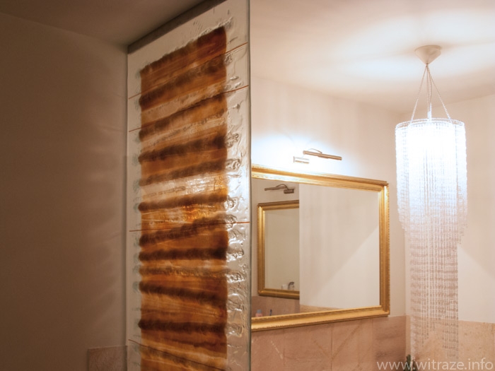 Panel ze szkła artystycznego, osłona prysznica w łazience