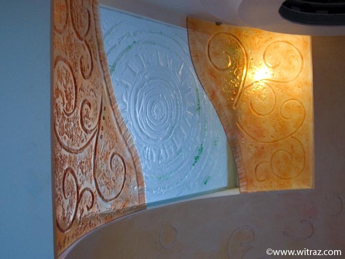 Bent art glass wall and skylight - staircase decoration