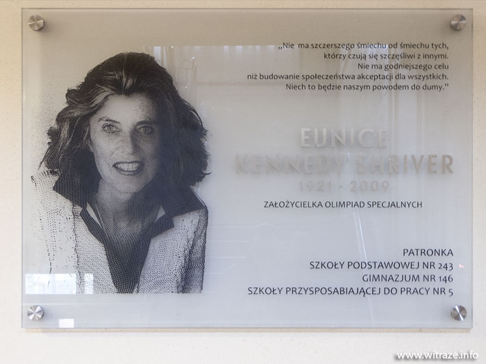 Glass Plaque in memory of  Eunice Kennedy Shriver
