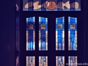 Stained glass swimming pool doors