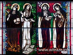 Saints woman: Brygida from Sweden, Katherine Siena, Teresa Avila, Teresa Benedykta from Cross (Edyta Stein) - stained glass windows in Pila church