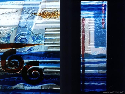 Okno ze szkła artystycznego z motywem morskim