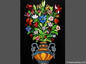 Floral stained glass in the door