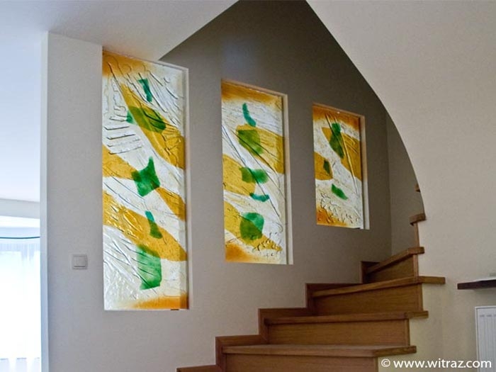 Art glass staircase casing