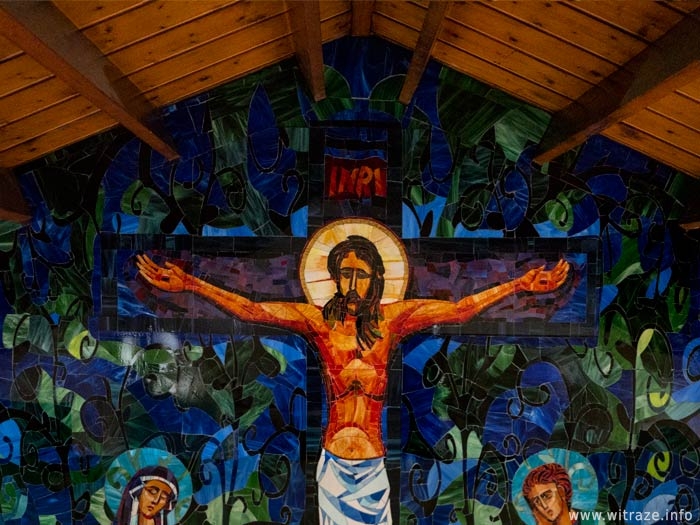 Glass mosaic in St Barbara&#039;s Catholic church in Muirhead, Scotland