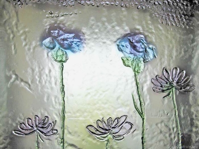 Drzwi szklane - szkło artystyczne z motywem kwiatowym