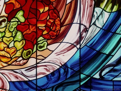 Stained glass windows with floral motives in Tokyo
