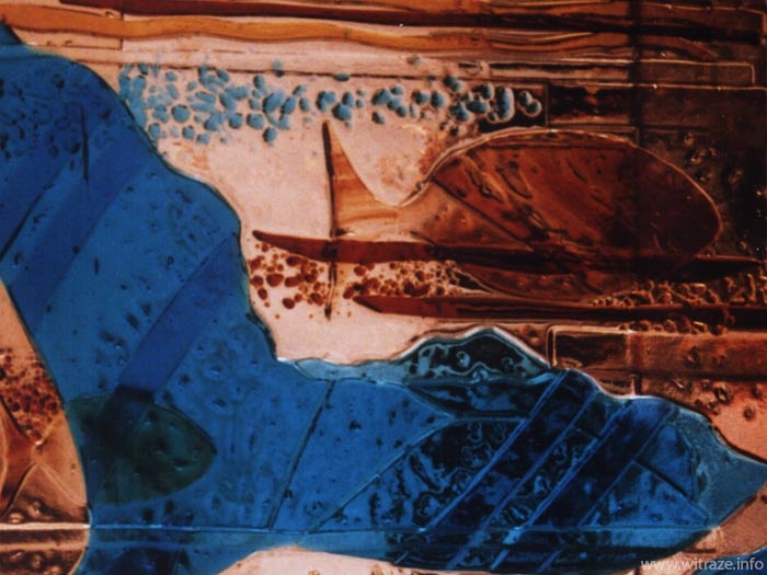 Ściana ze szkła artystycznego do kaskady wodnej z morskimi motywami
