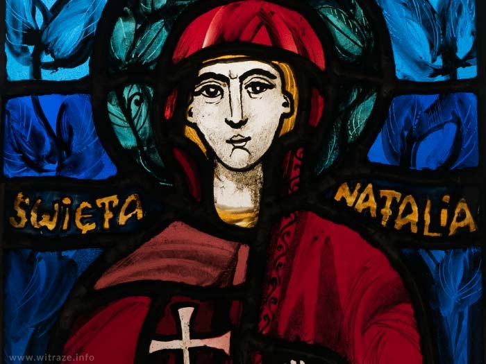 Small Stained Glass with Saint Nathalie