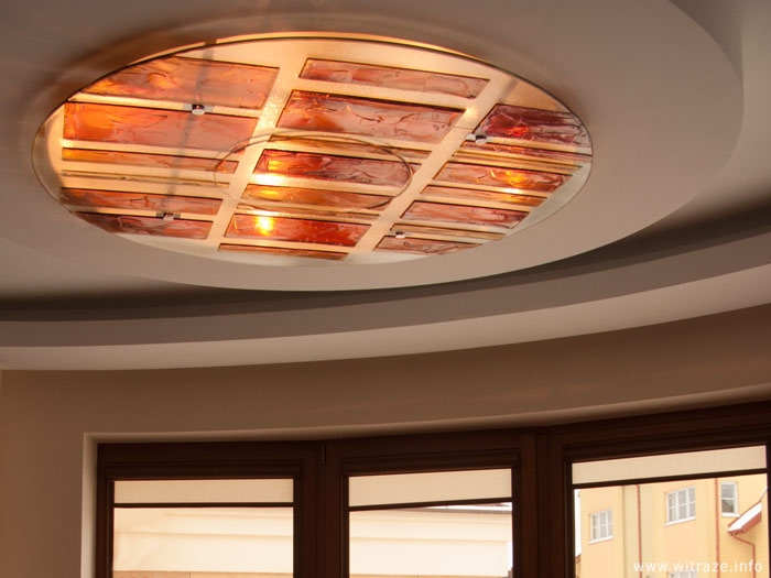 Fused glass ceiling in warm colors
