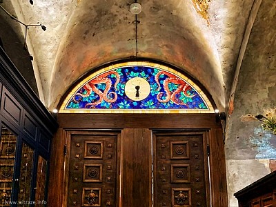 Stained glass with octopus