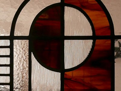 Modern Art Deco stained glass door