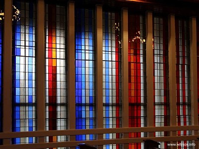 Geometric stained glass in the parish church