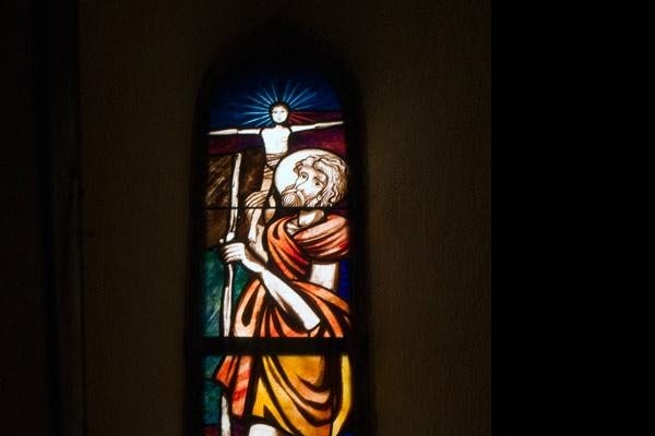 St. Christopher - Stained glass window in Enzesfeld