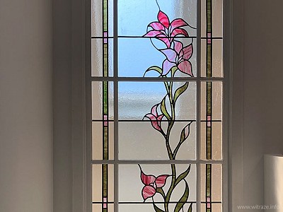 Floral stained glass skylight
