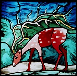 Window 12 Scene2 - Deer by the Source of Living Water